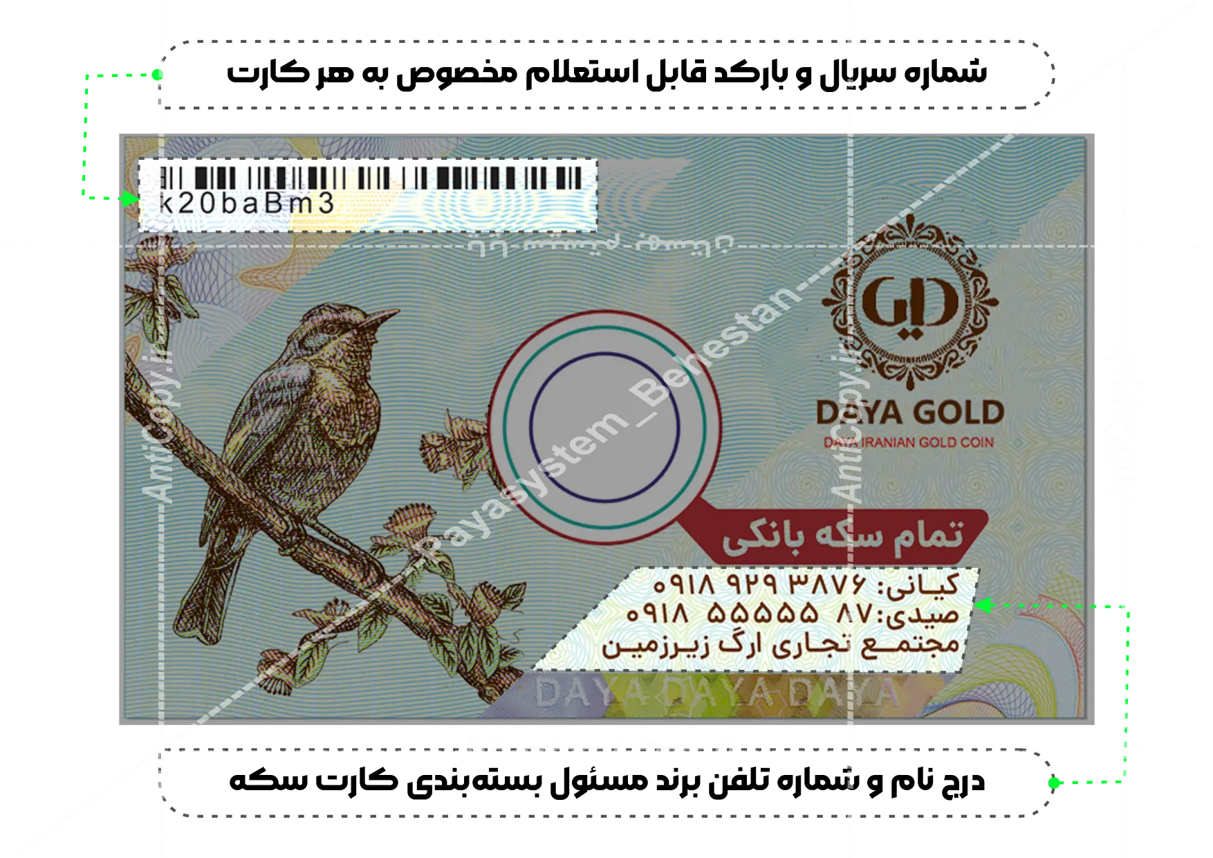 کارتهای سکه ضدجعل دایاگلد